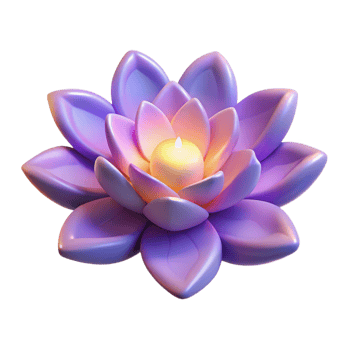 serene modern 3D Lotus Flower with Candle Illustration original png