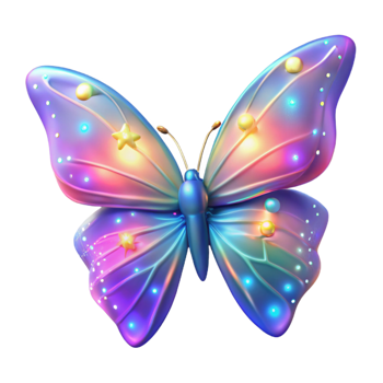 serene classic Luminous Butterfly 3D Illustration detailed png