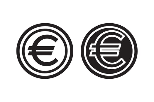 Two euro and euro sign icons on a white background vector