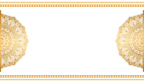 Indian flower mandala art with luxury golden circle frame transparent vintage gold circular pattern in png