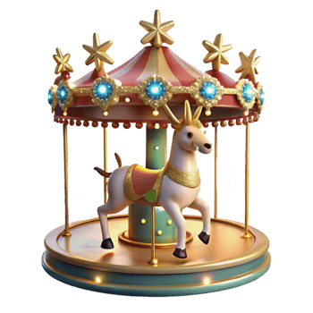 dramatic classic 3D Render of a Whimsical Carousel Horse original png