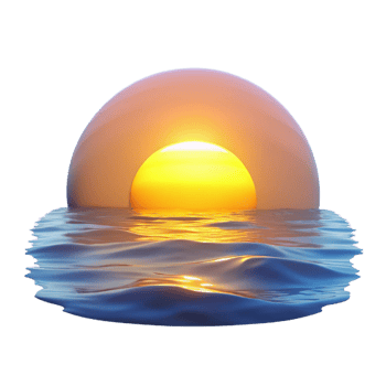 serene artistic Sunset Ocean 3D Render high quality png
