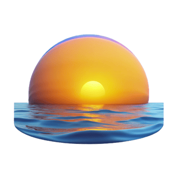 impressive rustic Ocean Sunset 3D Illustration 4K png