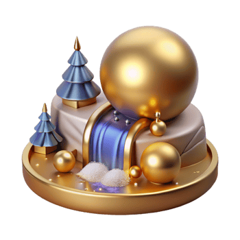 elegant contemporary 3D Render Golden Winter Scene original png