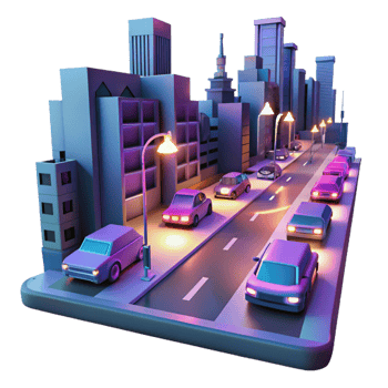 dramatic abstract Night Cityscape 3D Illustration exclusive png