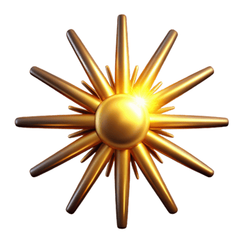 elegant creative Golden Sunburst 3D Illustration high quality png