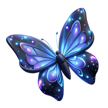 vibrant creative Glowing Butterfly 3D Illustration detailed png