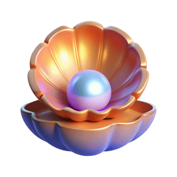 3D Render Golden Shell with Pearl png