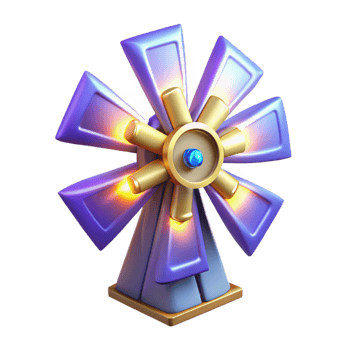 serene contemporary 3D Render Purple Gold Windmill Fantasy Illustration authentic png