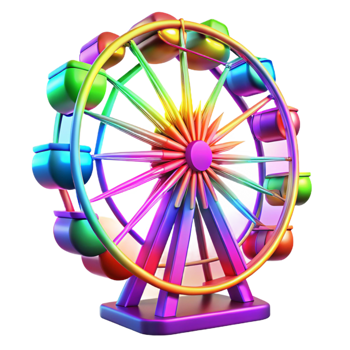 serene vintage Rainbow Ferris Wheel 3D Render authentic png