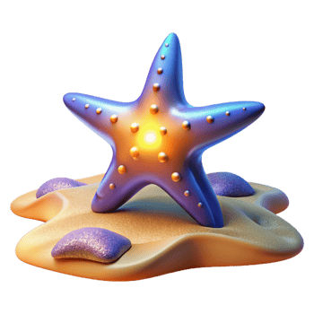 impressive classic Luminous Starfish 3D Render genuine png