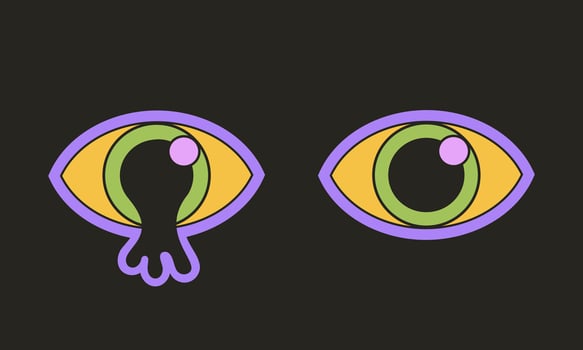 Trippy melting eye. Surreal psychedelic illustration vector