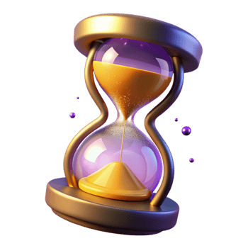 serene minimalist Golden Hourglass 3D Render professional png