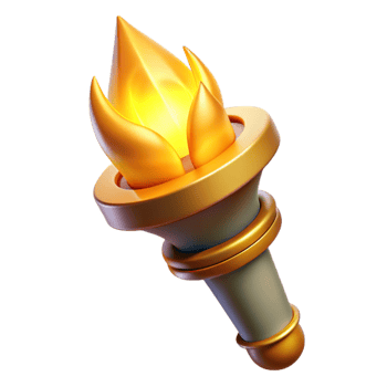 extraordinary minimalist Golden Torch 3D Render genuine png