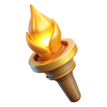 dramatic classic Golden Torch 3D Render premium png