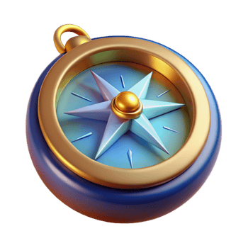 elegant minimalist 3D Compass Illustration Gold Blue Navigation high resolution png
