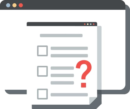 Digital interface displaying a question mark over a checklist document vector