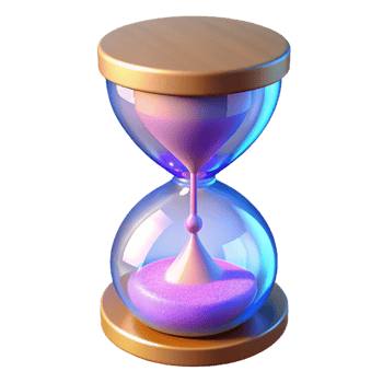 serene contemporary 3D Hourglass Illustration, Time Measurement, Flowing Sand original png
