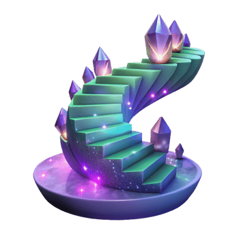 impressive classic Spiral Crystal Staircase 3D Render detailed png