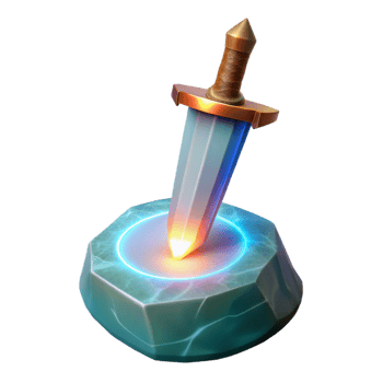 extraordinary modern Glowing 3D Sword on Pedestal Illustration detailed png