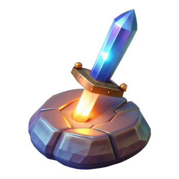 impressive creative 3D Crystal Sword in Stone authentic png