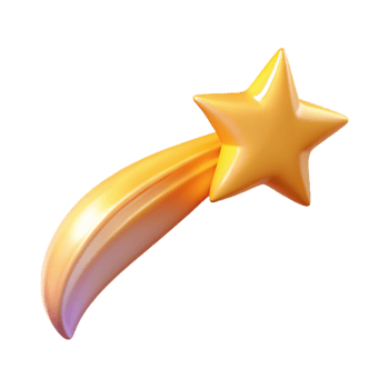 impressive traditional Golden Shooting Star 3D Render detailed png