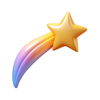 beautiful modern 3D Render of a Shooting Star high resolution png