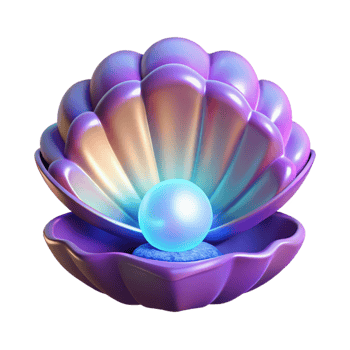 stunning classic Iridescent Pearl in Shell 3D Render high quality png