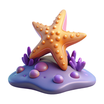 impressive traditional 3D Render Starfish on Ocean Floor Illustration premium png