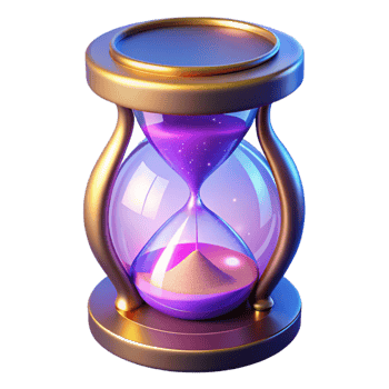 serene creative 3D Render of a Golden Hourglass with Purple Sand professional png