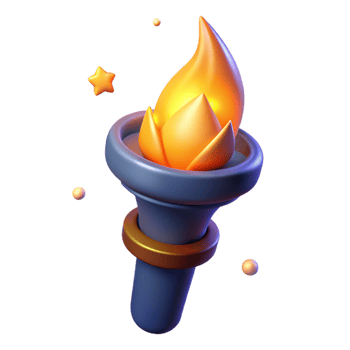 vibrant classic 3D Cartoon Torch Illustration high resolution png