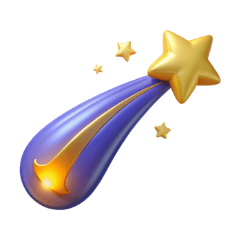 3D Render Golden Star Streak Illustration png