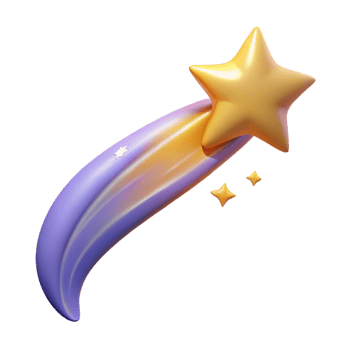 beautiful classic 3D Render of a Shooting Star authentic png