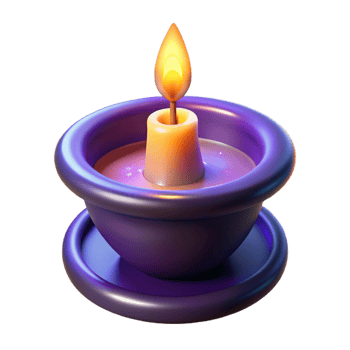 3D Render Lit Candle in Pot png