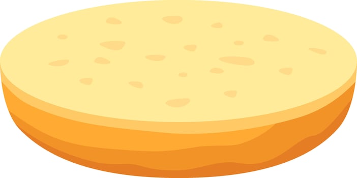 Round burger bun featuring a golden color and inviting texture, displayed from a top view against a white background. Perfectly suited for creating a delicious hamburger vector