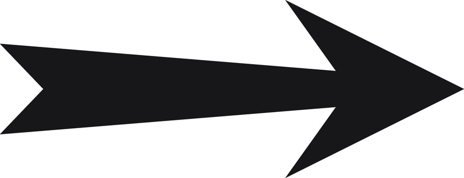 Simple black arrow pointing right against a clean white background, serving as an effective symbol for direction and progress, perfect for navigation and guiding pathways forward vector