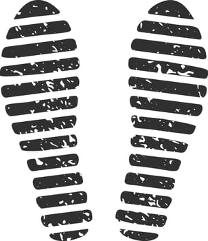 Imprint of a shoe sole showing horizontal lines and dirt texture, creating a grunge effect, ideal for concepts related to walking, tracking, and investigation vector