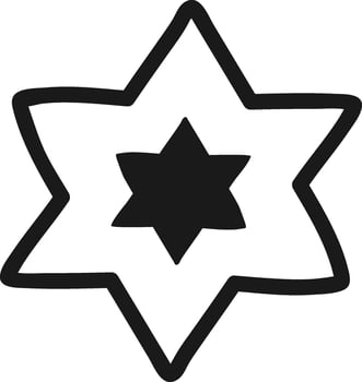 Hand drawn illustration featuring a prominent Star of David nestled within a larger star, symbolizing a strong connection to Jewish heritage, faith, and cultural identity vector