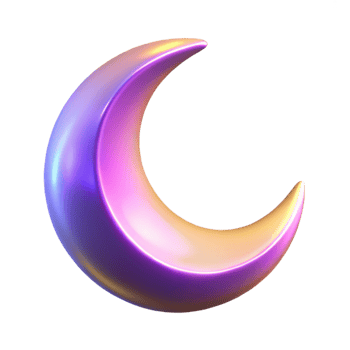 stunning classic Iridescent Crescent Moon 3D Render high resolution png