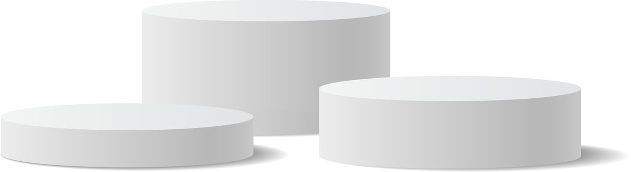Featuring three white round podiums of varying sizes, creating a striking pedestal for winners against a clean white background, symbolizing success and achievement in competition vector