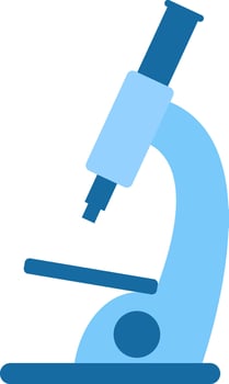Light blue microscope standing on a table, ready for scientific research and analysis in a laboratory setting, promoting advancements in healthcare and scientific discovery vector