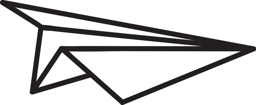 Minimalist line art illustration featuring a paper plane gliding gracefully through the air, representing themes of travel, communication, and the beauty of simplicity vector