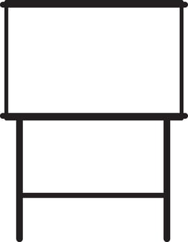 Minimalist illustration featuring a blank whiteboard on a tripod, perfect for presentations, training, and education in office and classroom environments vector