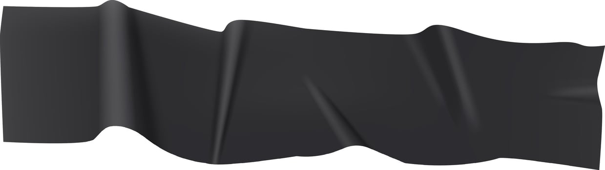 Black ribbon banner waving gracefully in the wind, isolated against a clean white background, serves as a versatile design element perfect for various advertising and marketing needs vector
