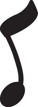Simple black silhouette of an eighth note, representing rhythm, melody, and musical expression, evokes the essence of sound and the beauty of musical notation vector