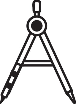 Drawing compass with adjustable legs ending with sharp points, essential tool for precise measurements and creating circles and arcs in technical drawing, geometry, and mathematics vector