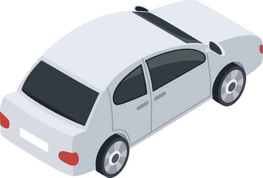White generic sedan car parked in isometric view, illustrating concepts of the automotive industry, transportation, and modern mobility in an urban setting vector