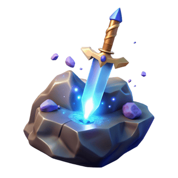 beautiful modern 3D Render Magical Sword in Stone Illustration 4K png