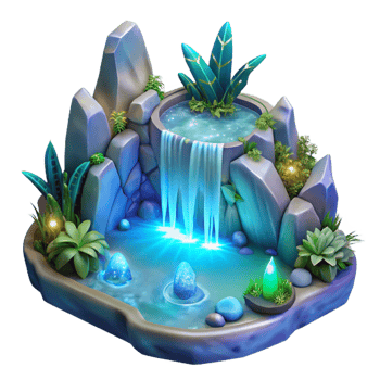 beautiful creative Enchanted Waterfall 3D Illustration exclusive png