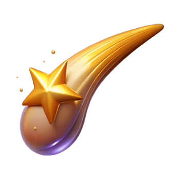 vibrant modern Golden Star Comet 3D Illustration original png